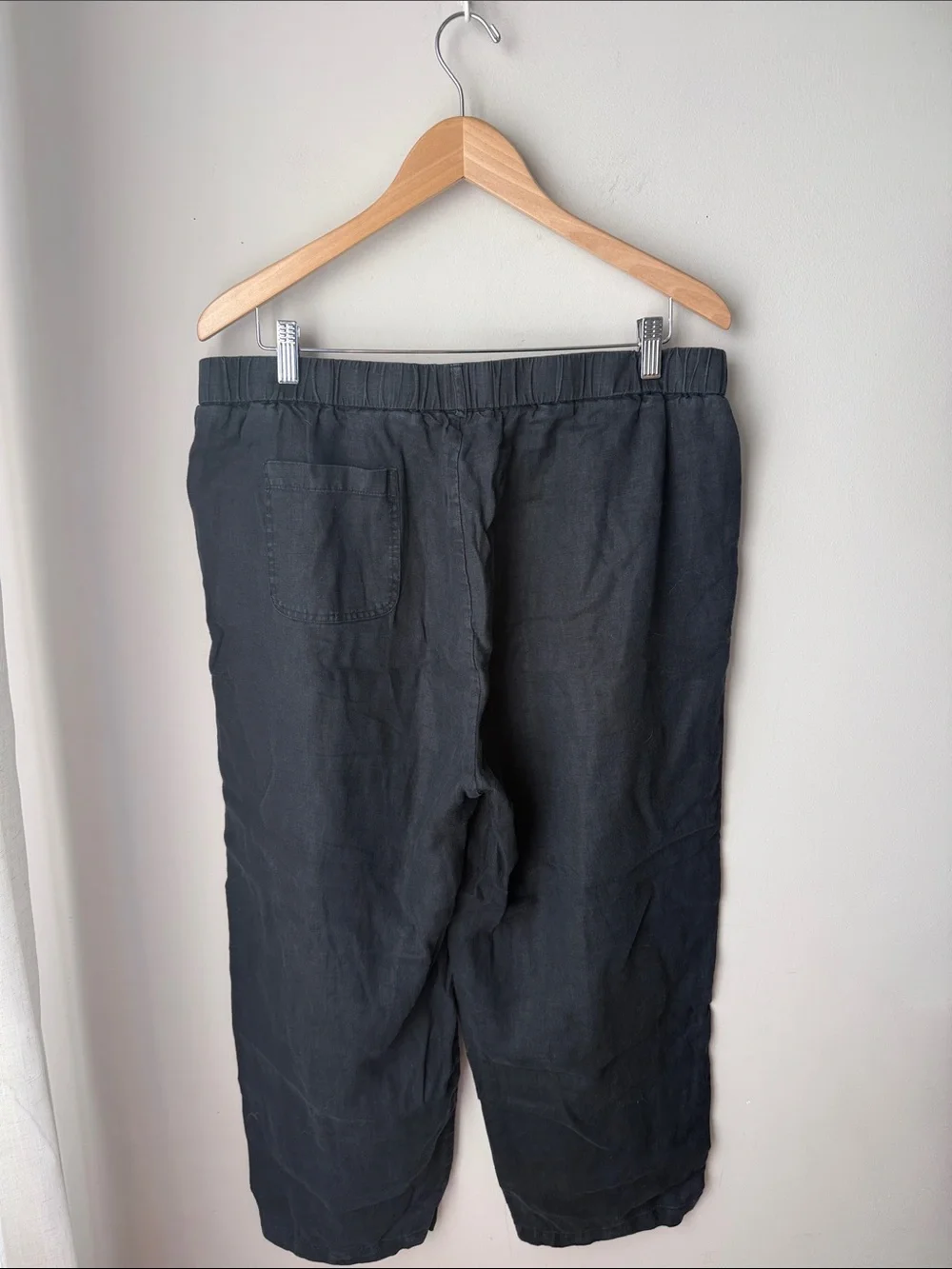Quince Black 100% European Linen Pull On Pants XL Cropped